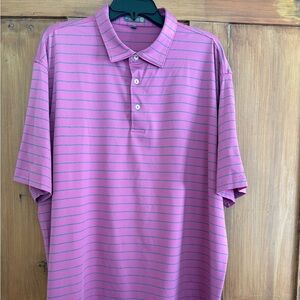 Peter Millar Pink Gray Striped Polo Shirt Size XXL